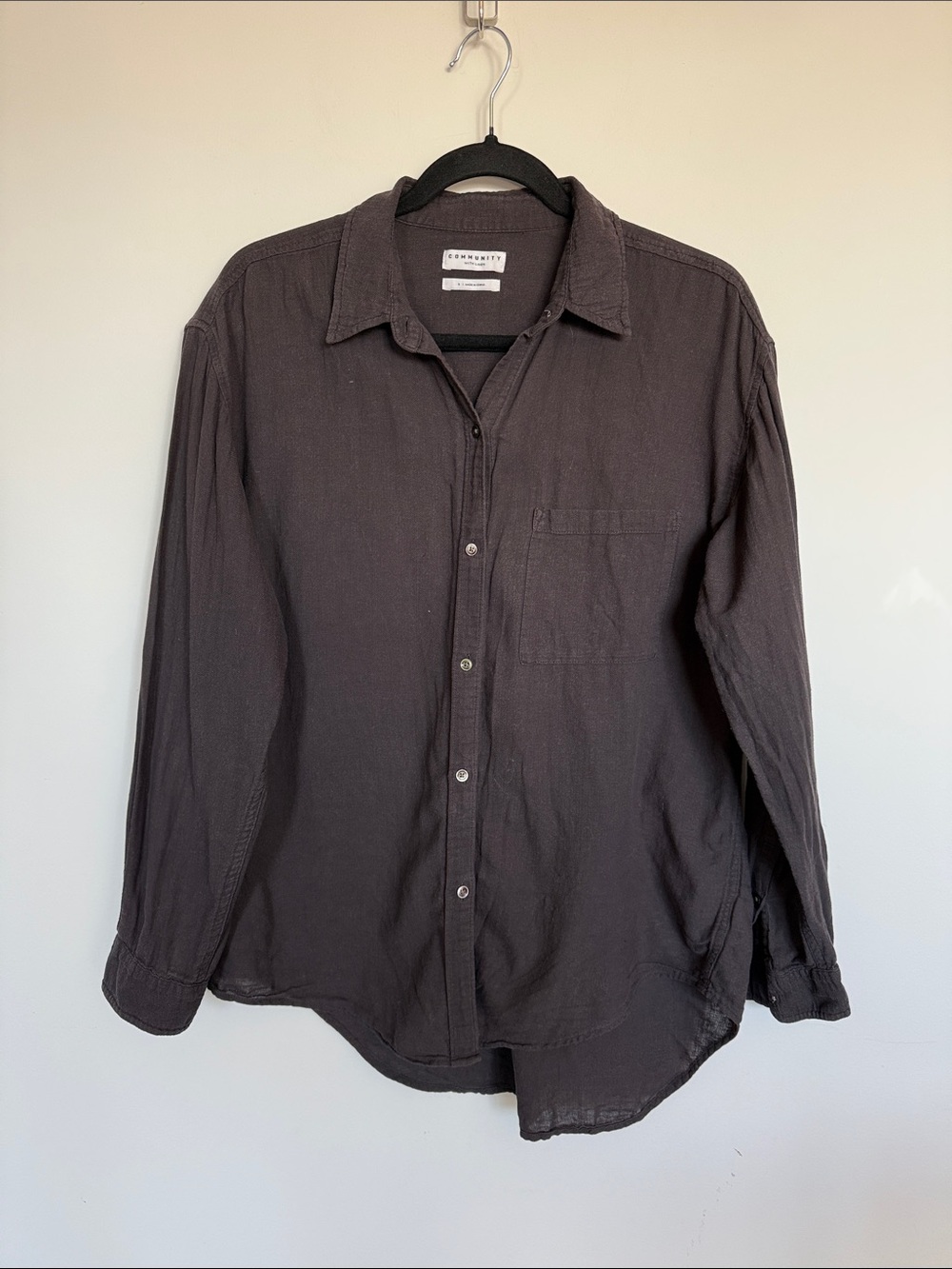 Aritzia Community Cotton Linen Blend Button Down Shirt Small